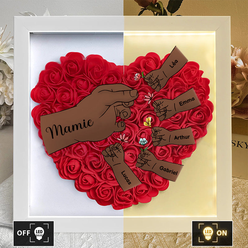 Cadeau Souvenir pour Maman – Boîtes à fleurs personnalisées avec 8 noms et motifs floraux