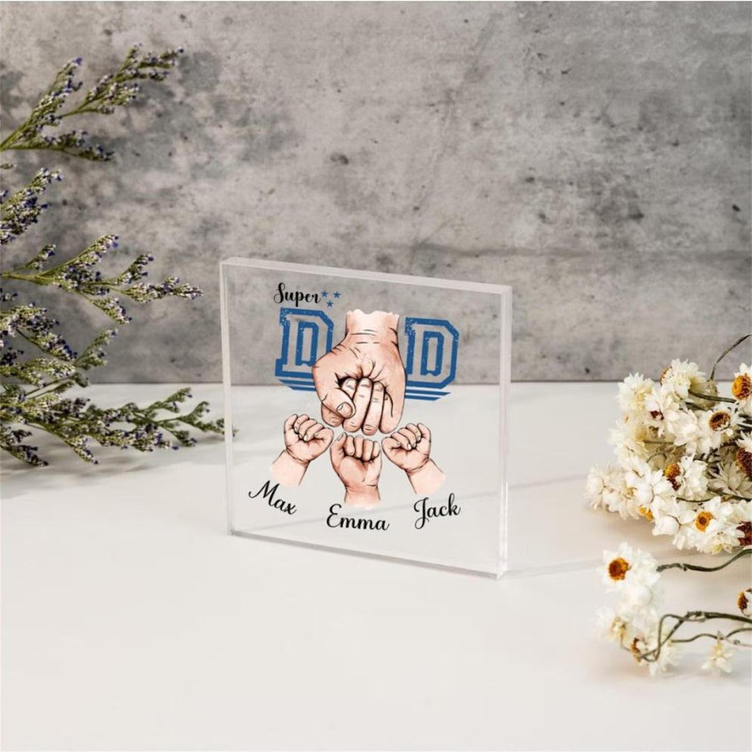 Cadeaux pour papa, prénoms personnalisés en acrylique pour papa et enfants