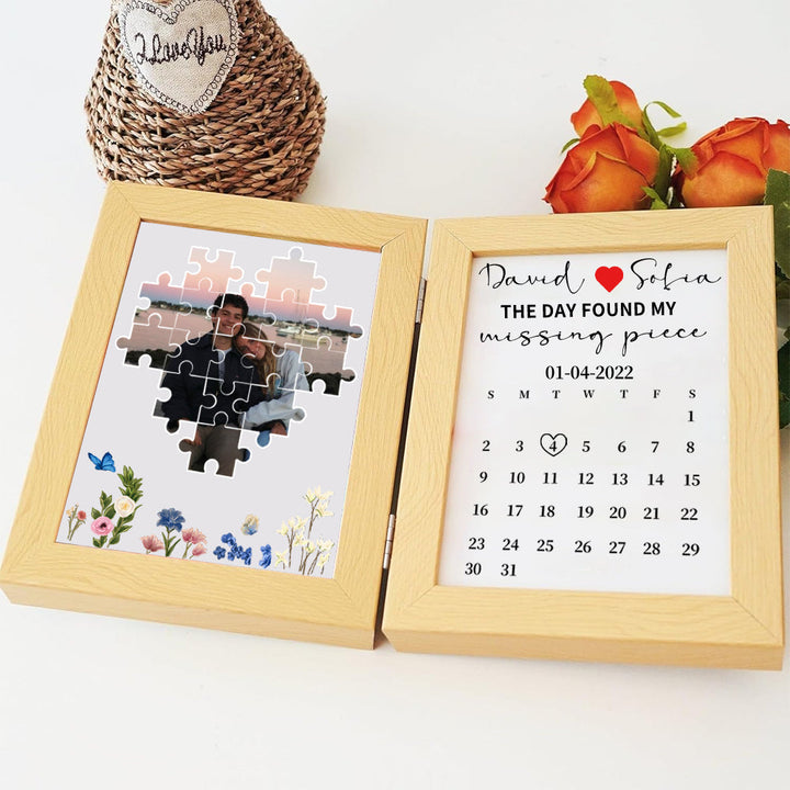 Cadre photo personnalisé « Le jour où j'ai trouvé ma pièce manquante » Puzzle