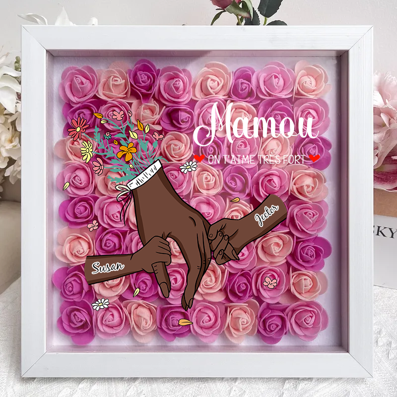 L'amour familial fleurit pour toujours – Boîte à fleurs personnalisée pour maman et grand-mère avec nom