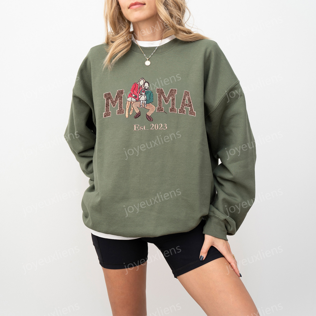 Sweat-shirt personnalisé à paillettes avec photo de famille brodée