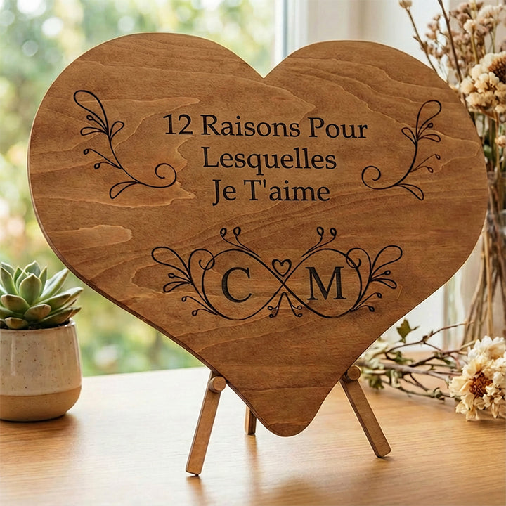 12 raisons pour lesquelles je t'aime - Puzzle en bois unique - Cadeau de Saint-Valentin pour lui/elle