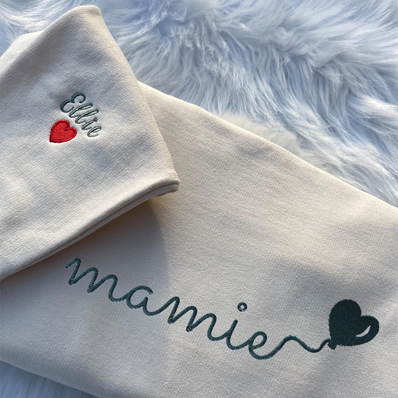 🎈Sweat-shirt brodé avec le surnom de maman et un ballon en forme de cœur