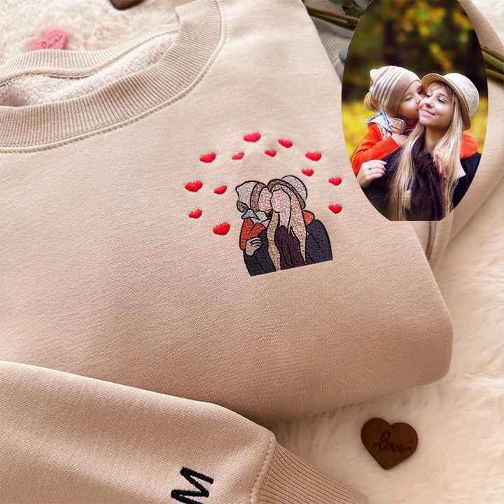 Sweat-shirt Personnalisé Avec Portrait Brodé À Partir D'une Photo