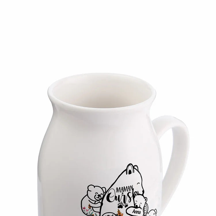Vase à Fleurs Ours 2-8 Prénoms Personnalisés avec Texte
