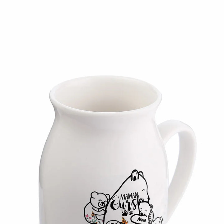 Vase à Fleurs Ours 2-8 Prénoms Personnalisés avec Texte