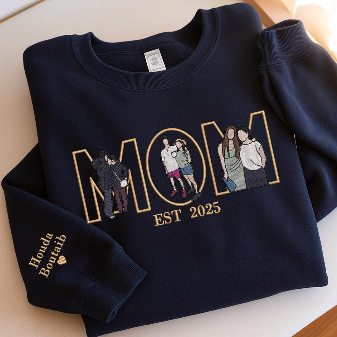Sweat-shirt/sweat à capuche brodé avec photo personnalisée, cadeau pour maman/famille