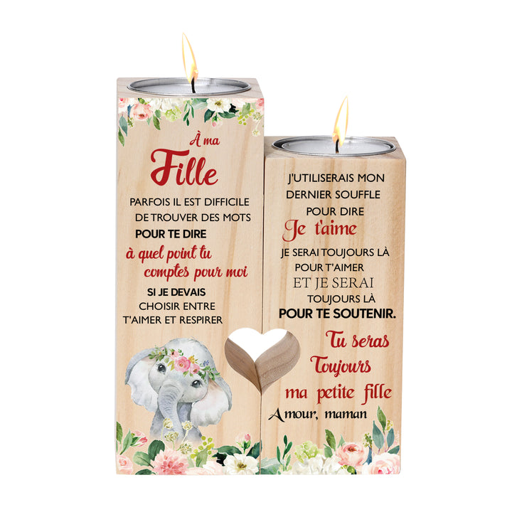 À ma Fille-Bougeoir en Bois sans bougie