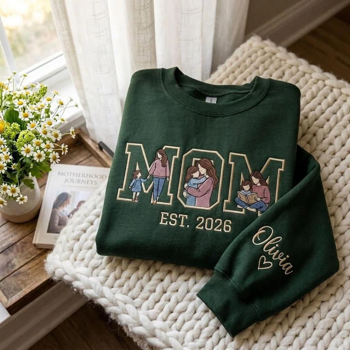 Sweat-shirt/sweat à capuche brodé avec photo personnalisée, cadeau pour maman/famille