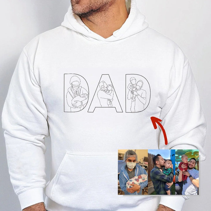 Sweat-shirt personnalisé avec broderie de silhouette photo pour papa – Cadeau personnalisé pour papa