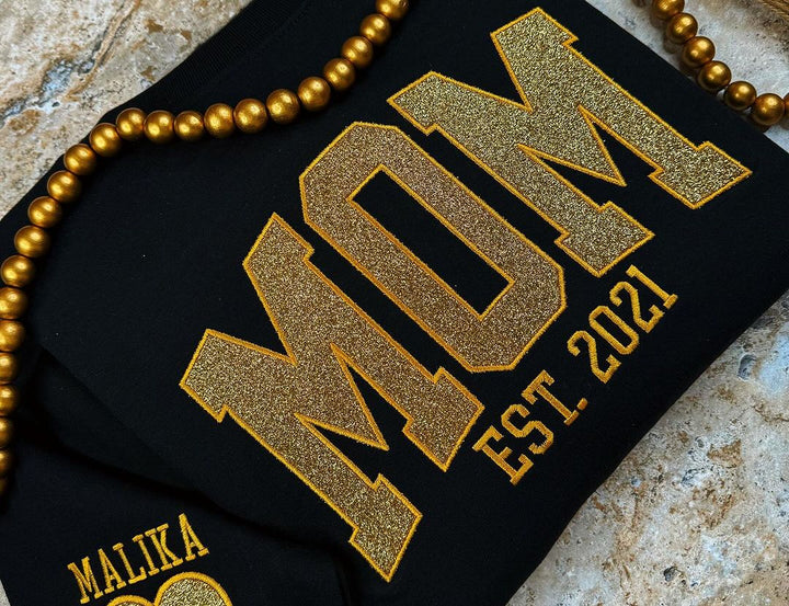 Sweat-shirt personnalisé à paillettes avec appliques pour maman
