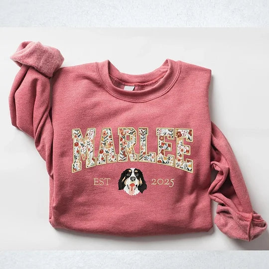 Sweat-shirt brodé personnalisé avec portrait d'animal de compagnie, cadeau pour amoureux des animaux