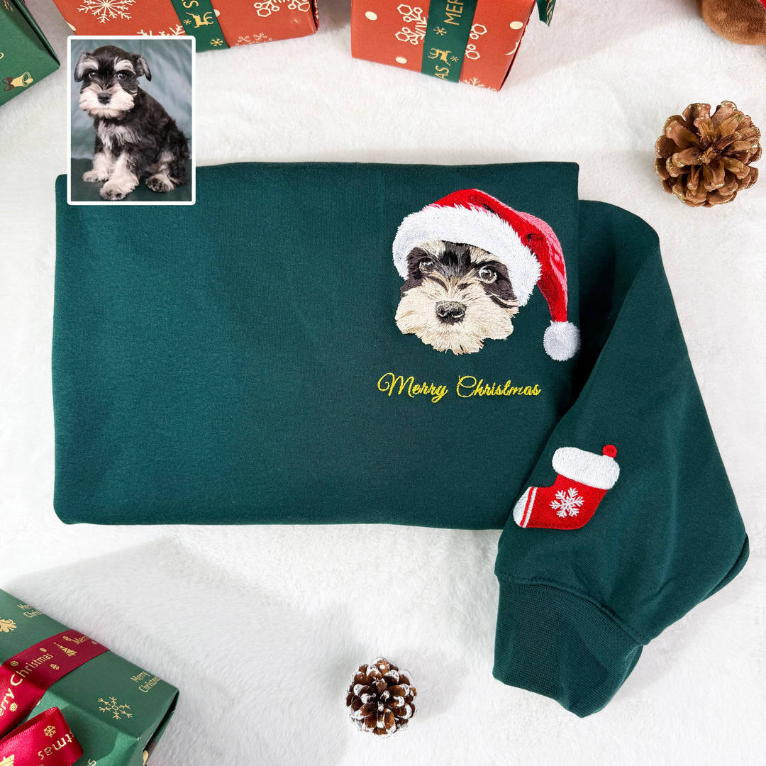 2025 Sweat-shirt de Noël personnalisé avec portrait d'animal de compagnie, cadeau de Noël personnalisé