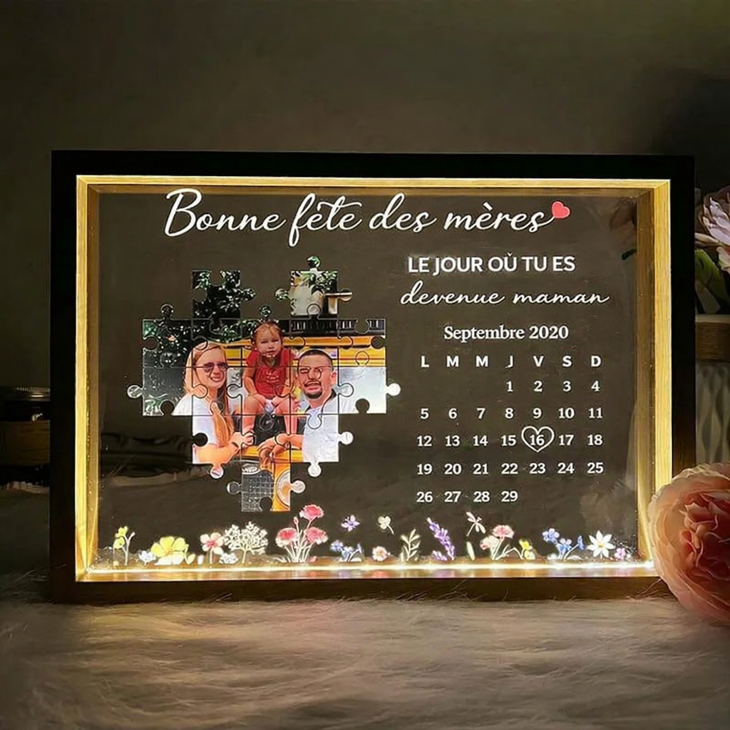 LE JOUR OÙ TU ES devenue maman-Boîte lumineuse personnalisée pour parents