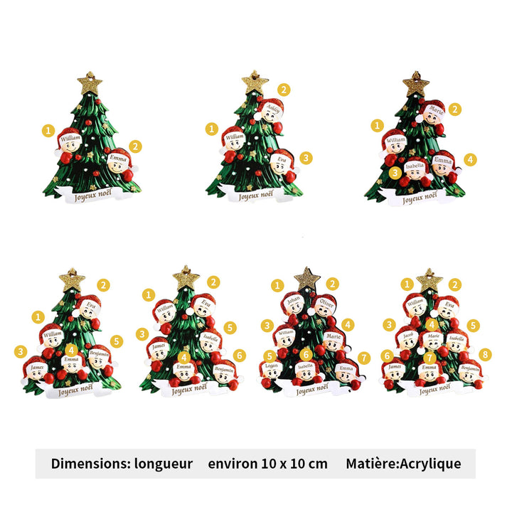 Ornements 2-8 prénoms et sapin de Noël avec texte personnalisé