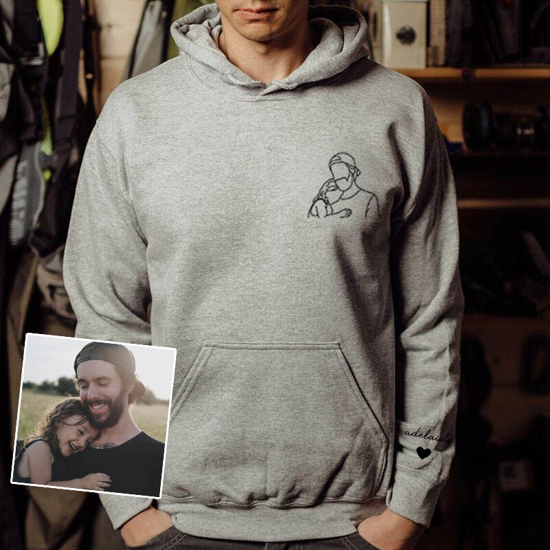 T-shirt imprimé personnalisé pour papa avec contour de portrait