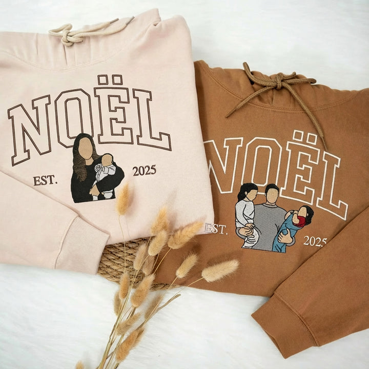 Sweat-shirt/sweat à capuche personnalisé avec surnom et photo brodée, cadeaux de Noël