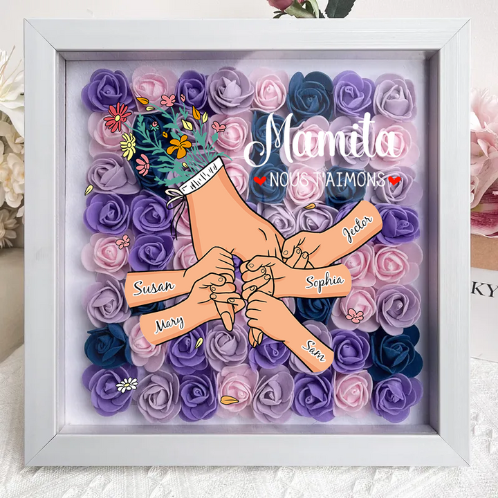 L'amour familial fleurit pour toujours – Boîte à fleurs personnalisée pour maman et grand-mère avec nom