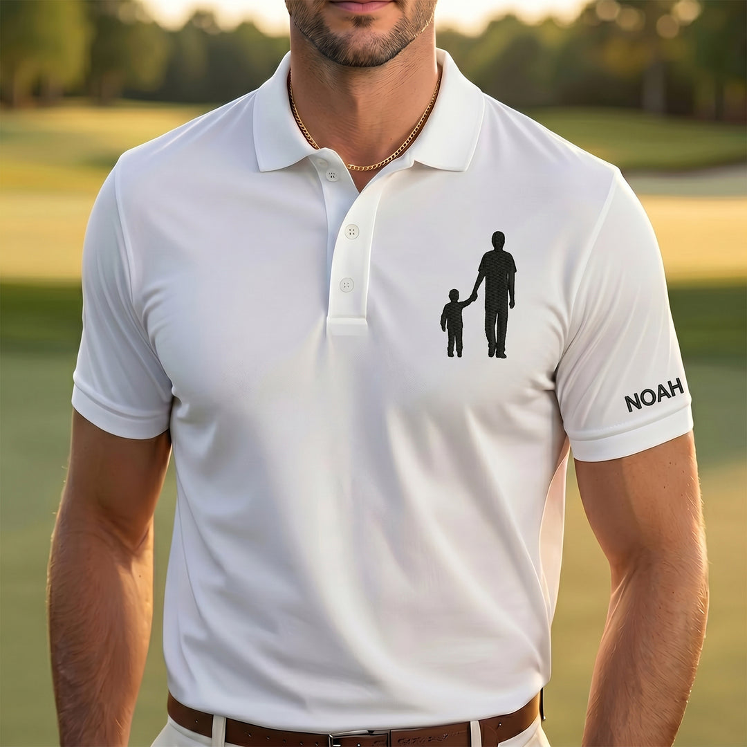Un polo monochrome uni à portrait pour les papas – un cadeau pour la fête des pères