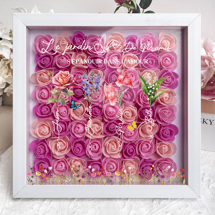 Cadre floral personnalisé pour maman avec prénoms des enfants,Le jardin de Maman