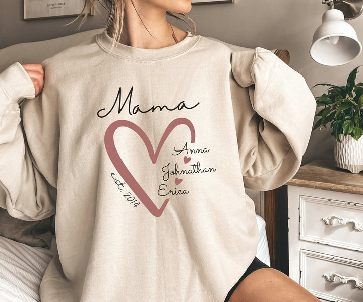Sweat-shirt Personnalisé avec noms d'enfants - Cadeau unique pour la Fête des Mères