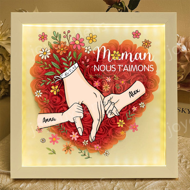 Boîte à fleurs personnalisée en forme de cœur pour maman, boîte à roses avec prénoms d'enfants