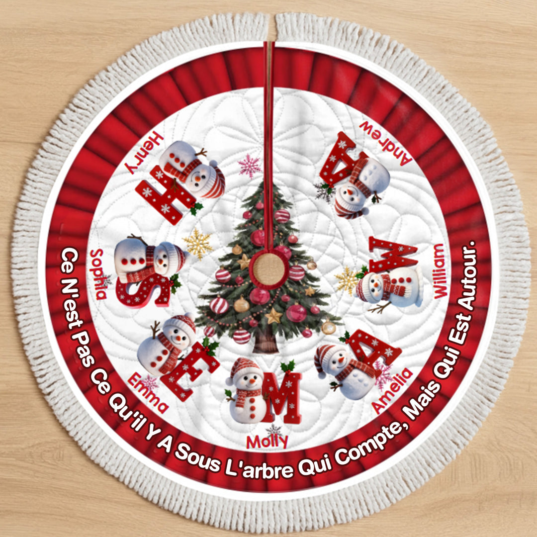 Jupe de sapin de Noël personnalisée avec bonhomme de neige - Cadeaux de Noël personnalisés