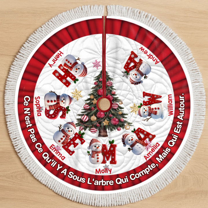 Jupe de sapin de Noël personnalisée avec bonhomme de neige - Cadeaux de Noël personnalisés