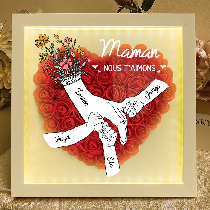 Cadre d'Ombre de Fleurs Personnalisé - Maman, Nous T'aimons