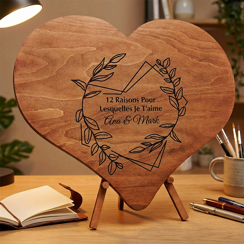 12 raisons pour lesquelles je t'aime - Puzzle en bois unique - Cadeau de Saint-Valentin pour lui/elle