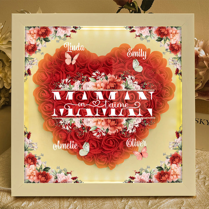 Boîte à fleurs papillon personnalisée avec le nom de la mère et de l'enfant