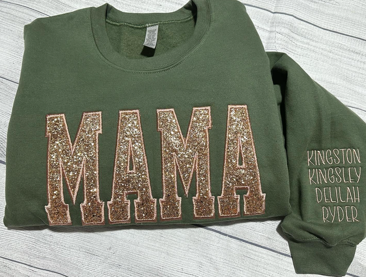 Sweat-shirt personnalisé à paillettes avec appliques pour maman