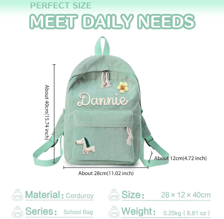 Sac à dos personnalisé pour enfant – Sac à dos en velours côtelé avec nom personnalisé pour l'école, la danse et les cadeaux