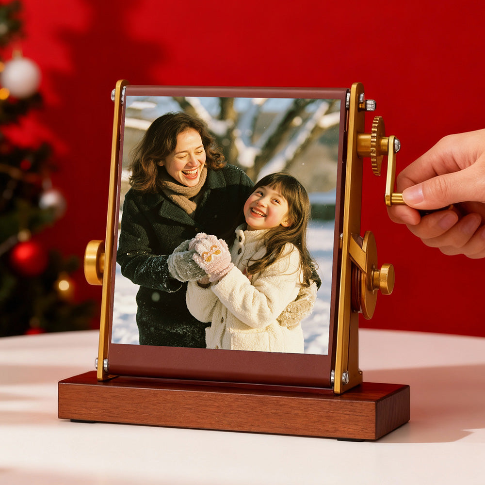Visionneuse de photos à manivelle personnalisée, cadre photo à spirale, cadeau de Noël