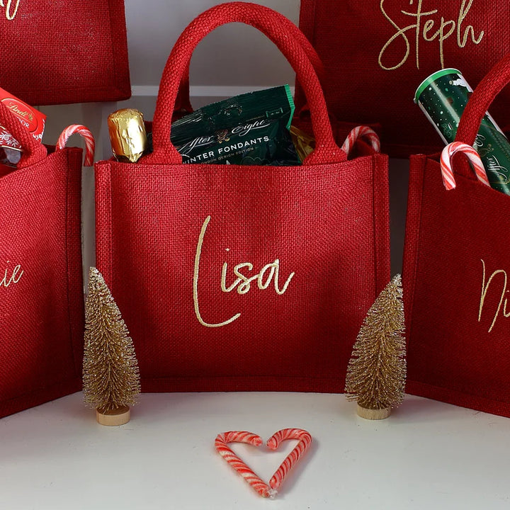Sac cadeau de Noël brodé personnalisé