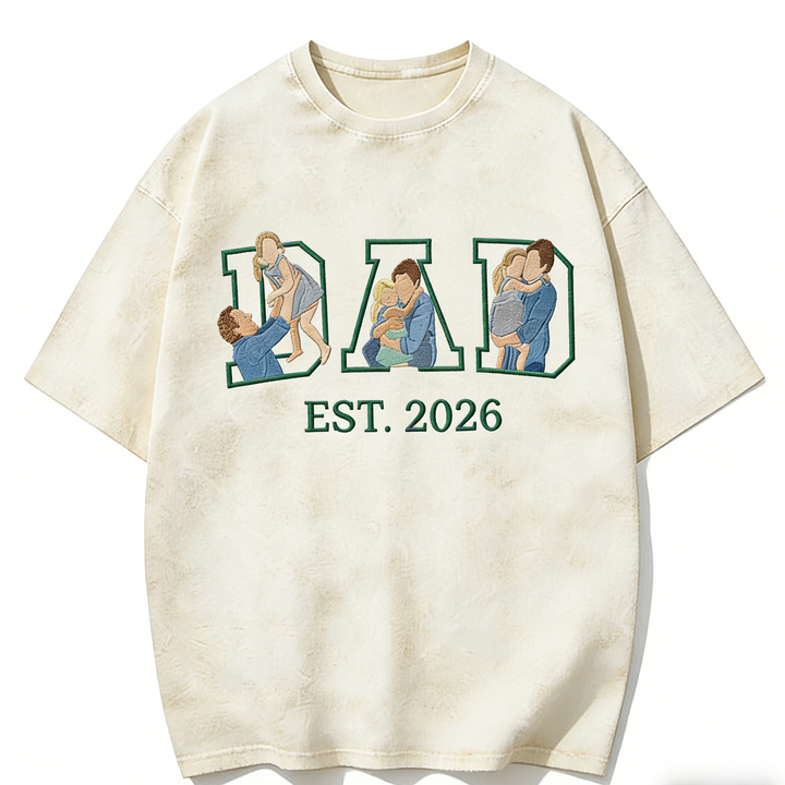 Sweat-shirt en coton délavé personnalisé, brodé d'un portrait de papa