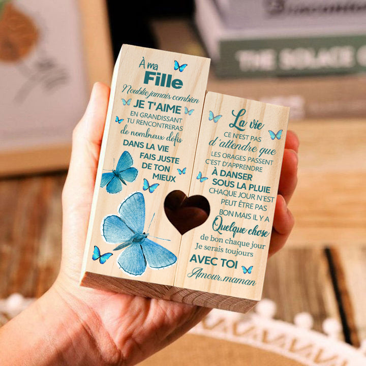 À ma Fille-Bougeoir en Bois sans bougie Papillon