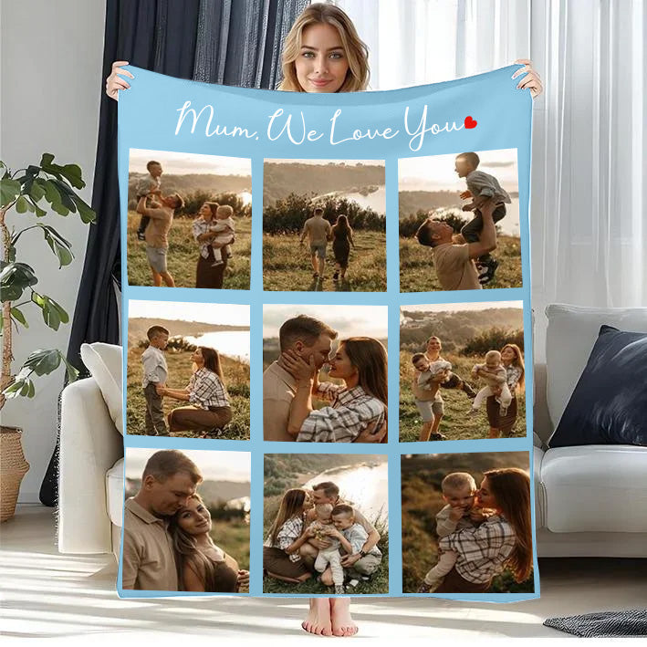Couverture Polaire Couvertures personnalisées pour la fête des mères avec 9 photos
