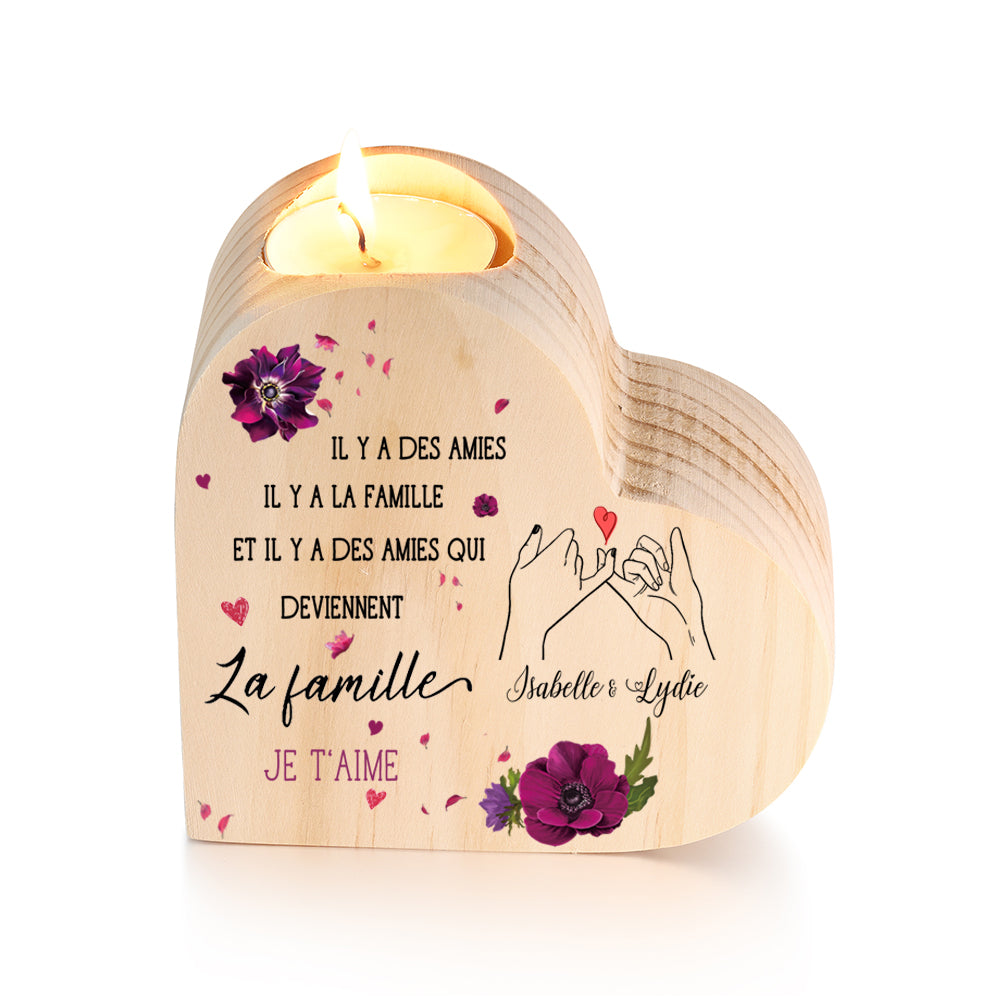 À Ma Meilleure Amie - Bougeoir en Bois sans bougie 2 Prénoms Personnalisé