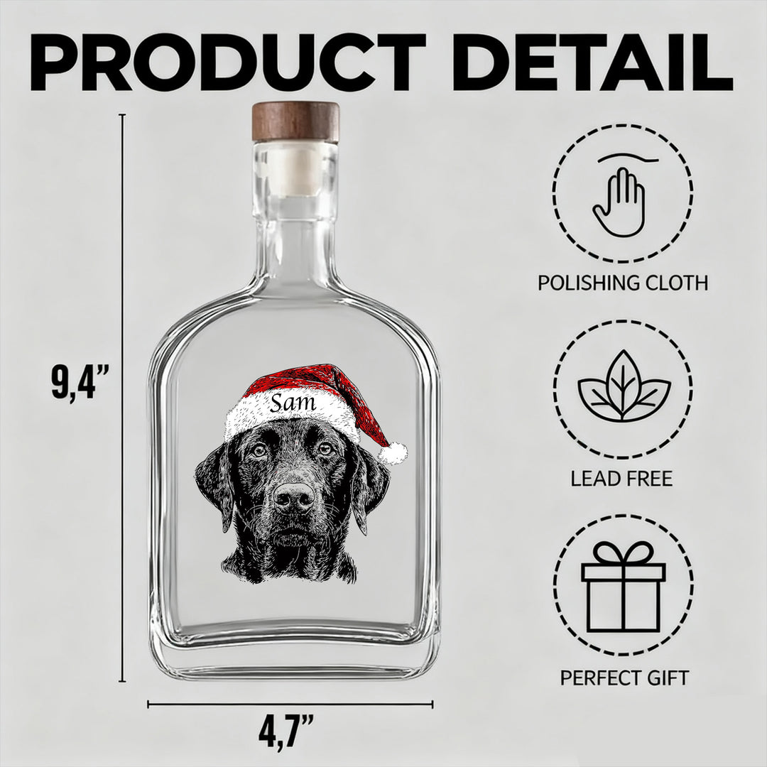Bouteille de whisky de Noël personnalisée avec portrait d'animal de compagnie