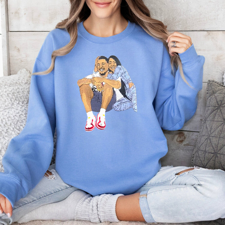 Sweat-shirt brodé personnalisé en couleur- Cadeaux pour les Couples