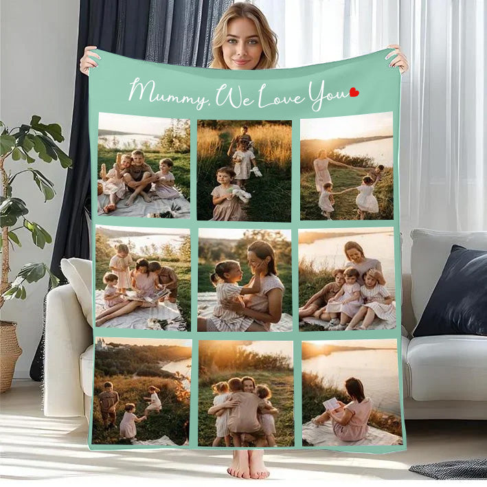 Couverture Polaire Couvertures personnalisées pour la fête des mères avec 9 photos
