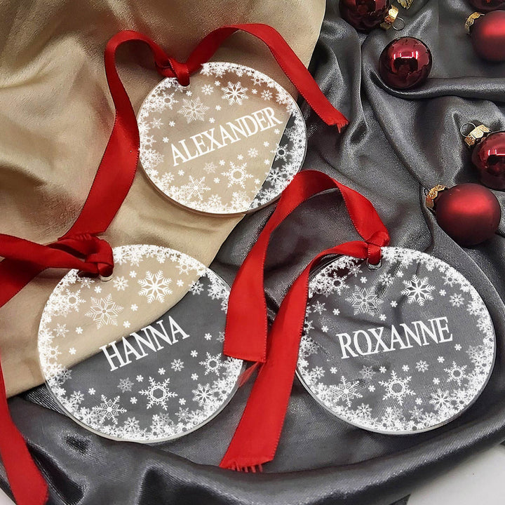 Flocons de neige décoration de noël en plexiglas avec votre Prénoms