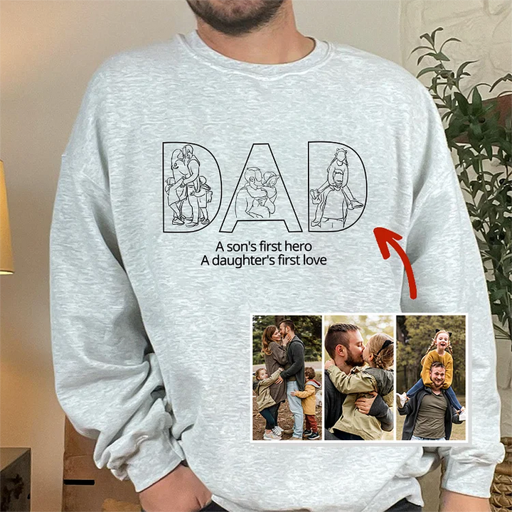 Sweat-shirt « PAPA » brodé d'un contour photo personnalisé — Cadeau pour la fête des pères