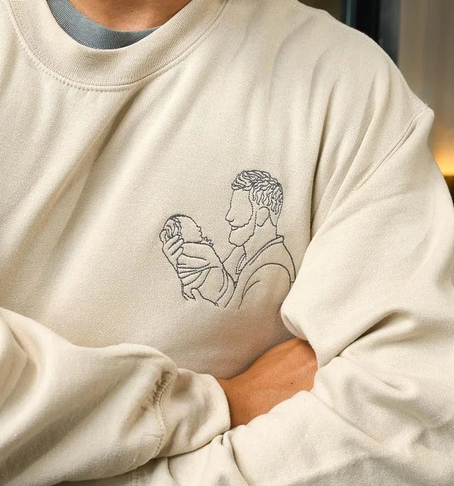 T-shirt Photo Brodé Personnalisé - Un Cadeau Unique pour Papa