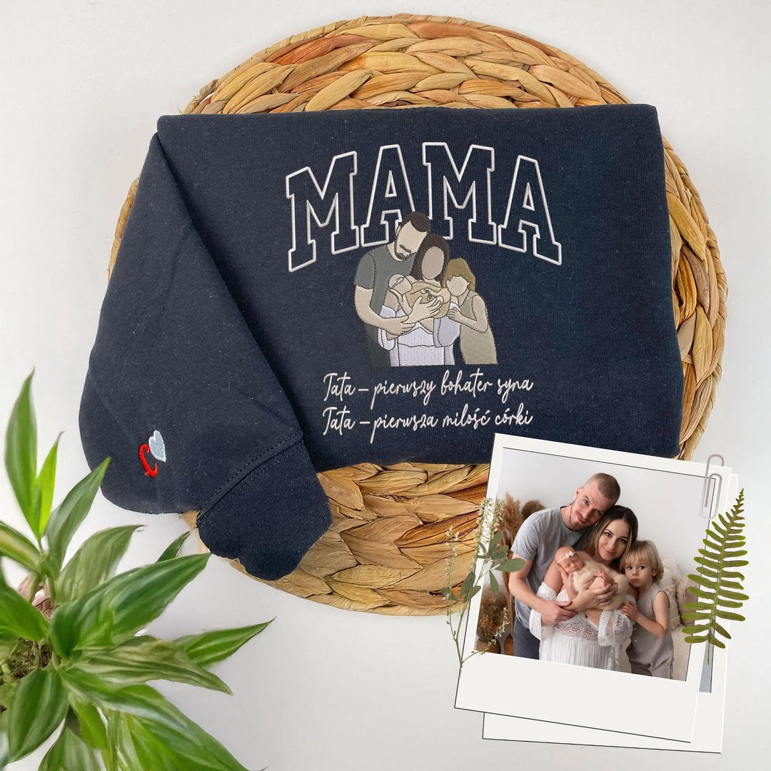 Sweat-shirt personnalisé brodé avec photo pour maman