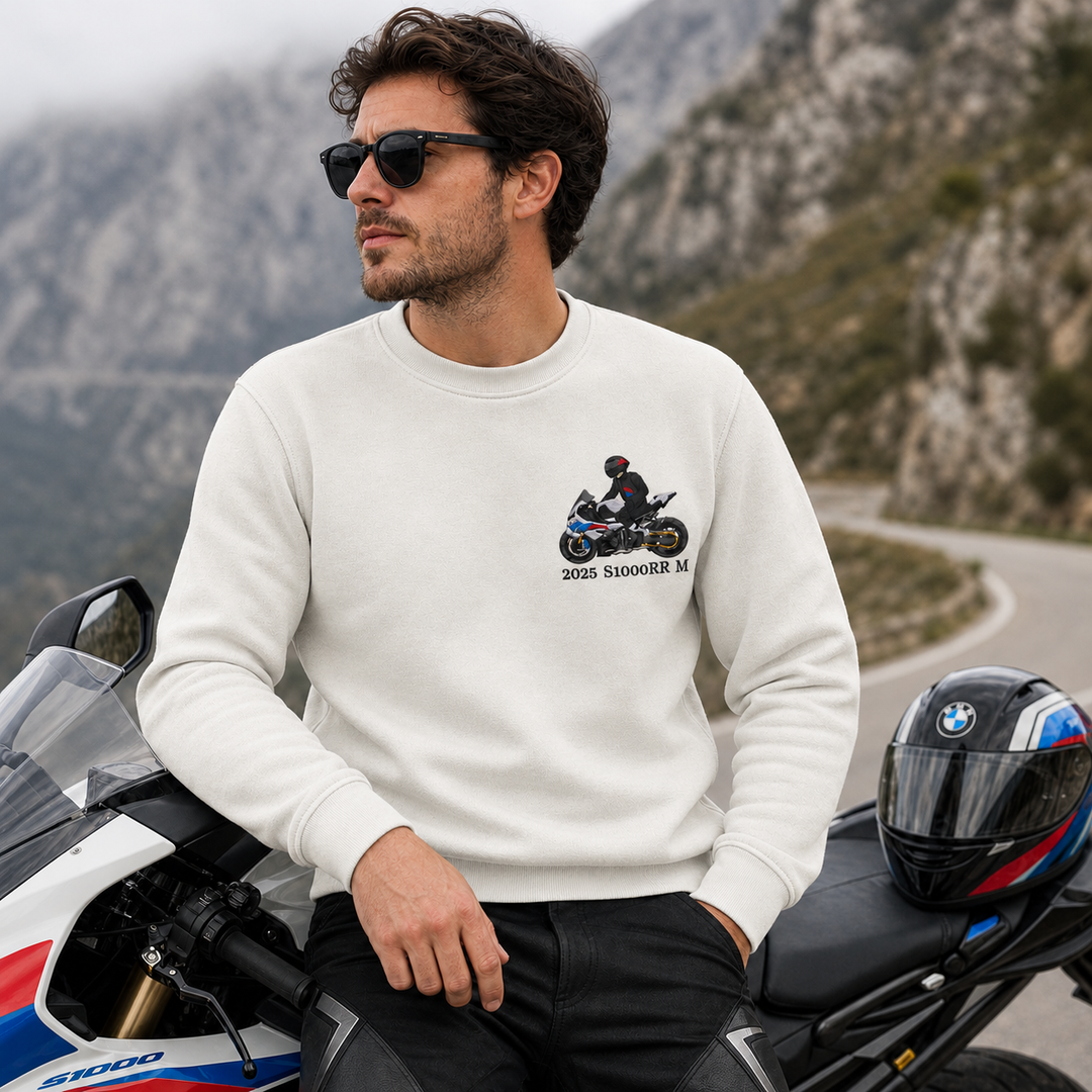 Sweat-shirt personnalisé avec broderie de moto d'après photo, cadeau pour lui/elle