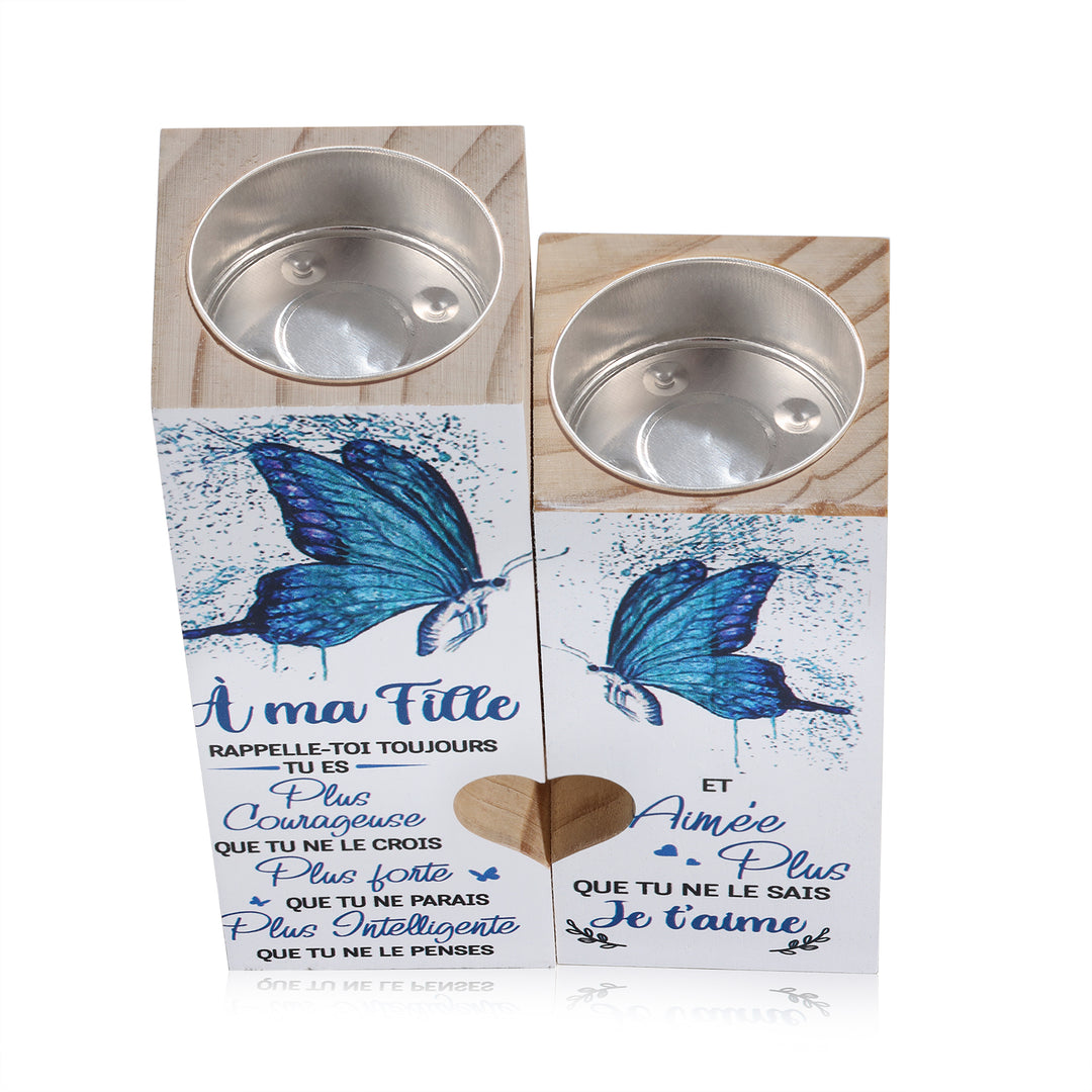 Bougeoirs en Bois 2PCS sans bougie A Ma Fille