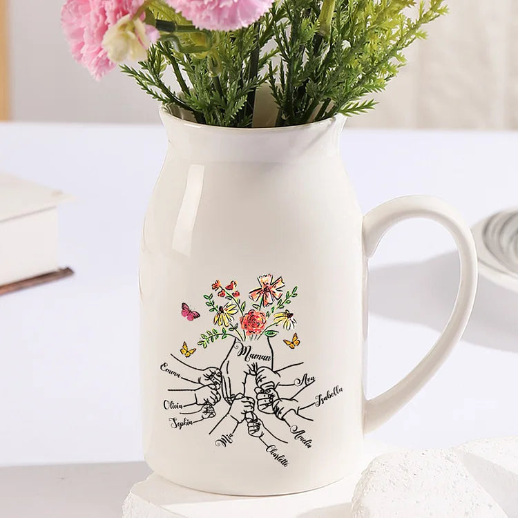 Vase à Fleurs la Main dans la Main 2-8 Prénoms