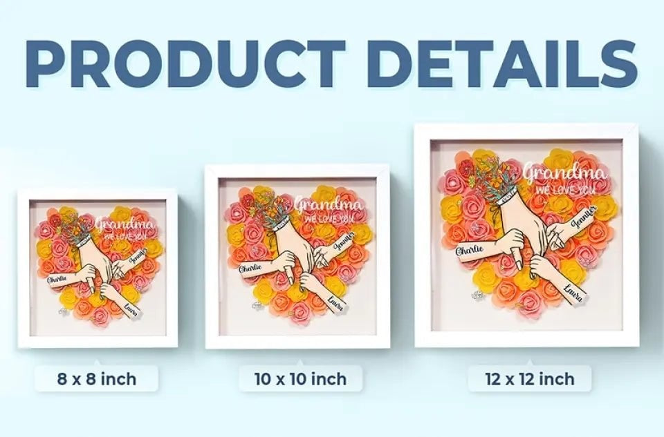 L'amour familial fleurit pour toujours – Boîte à fleurs personnalisée pour maman et grand-mère avec nom